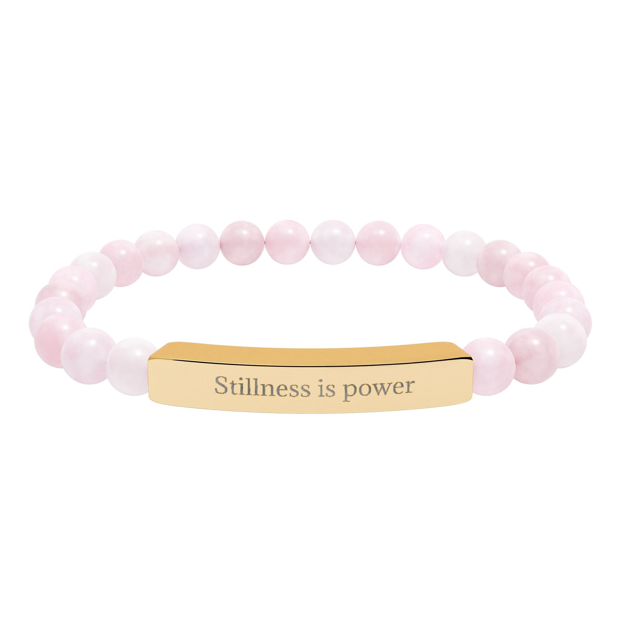 Natural Stone Beaded Bracelet with Bar — Message Stretch Bracelet