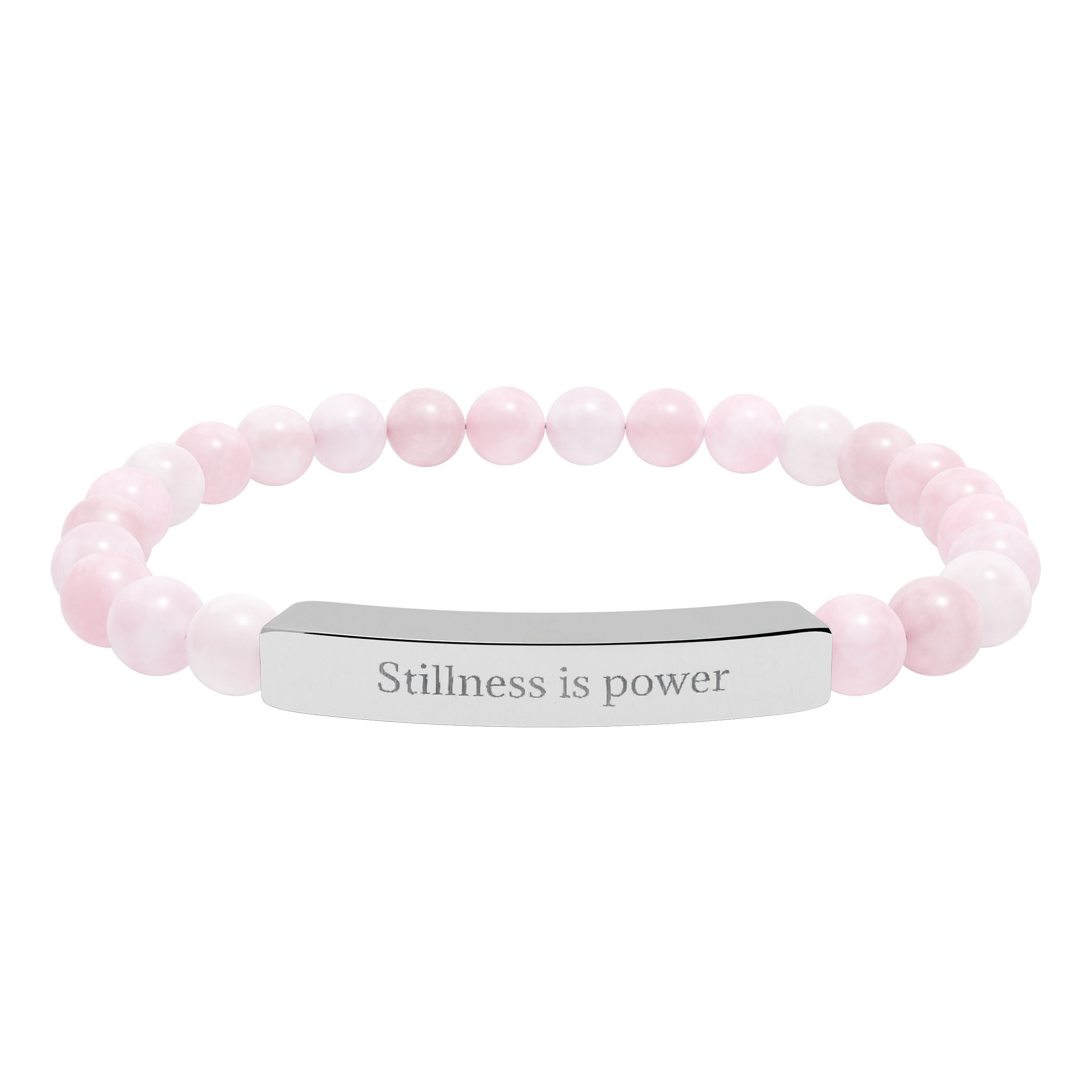 Natural Stone Beaded Bracelet with Bar — Message Stretch Bracelet