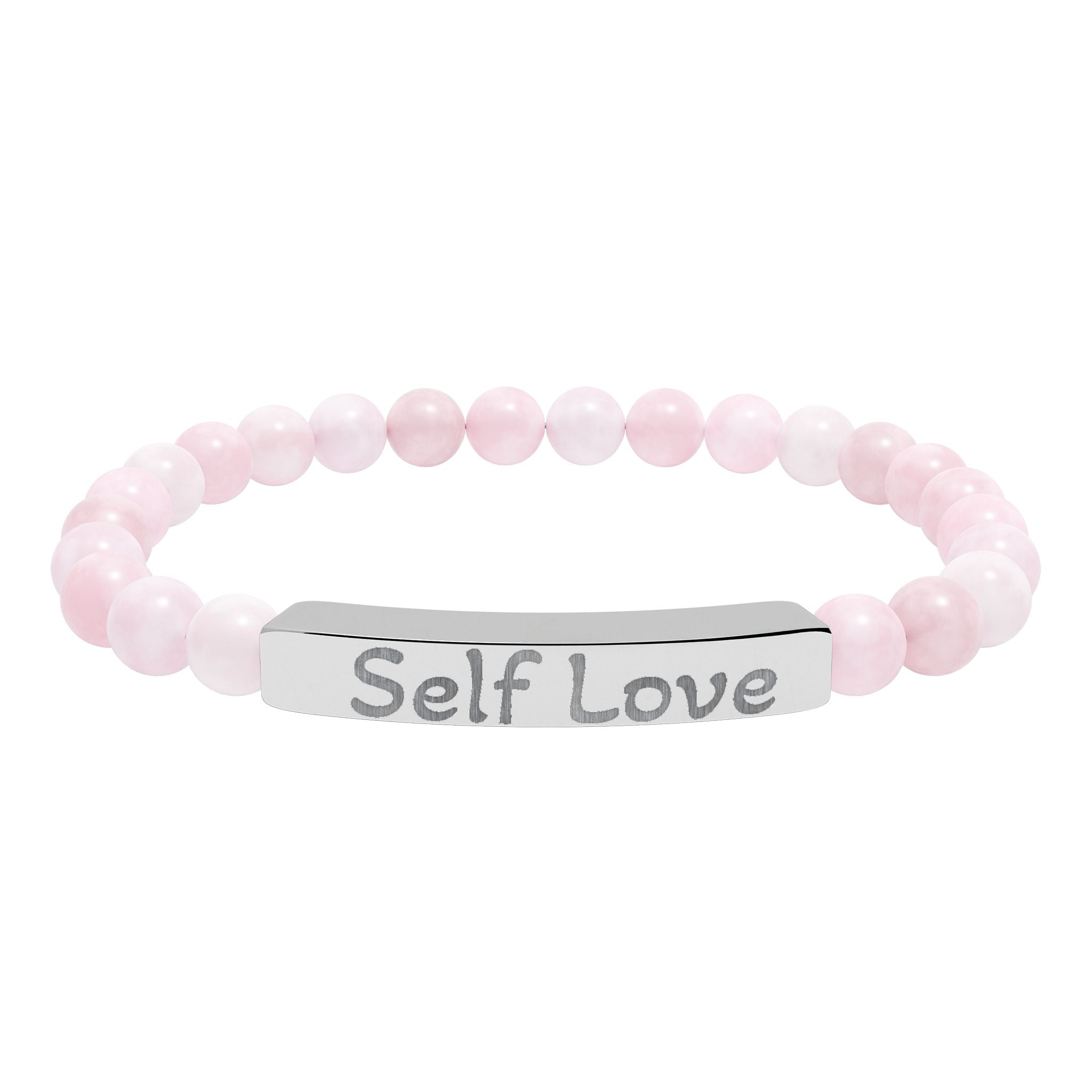 Engraved "Self Love" Natural Stone Stretch Bracelet