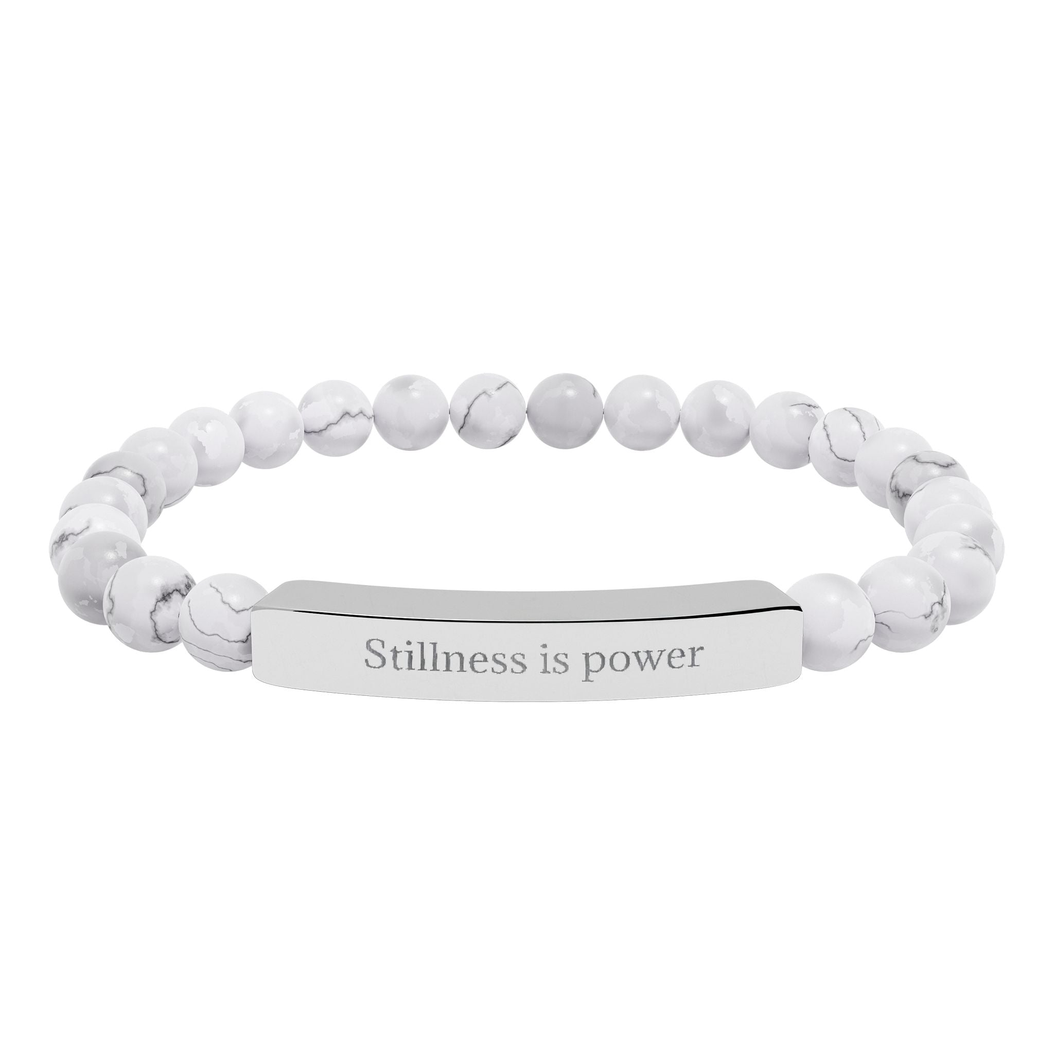 Natural Stone Beaded Bracelet with Bar — Message Stretch Bracelet