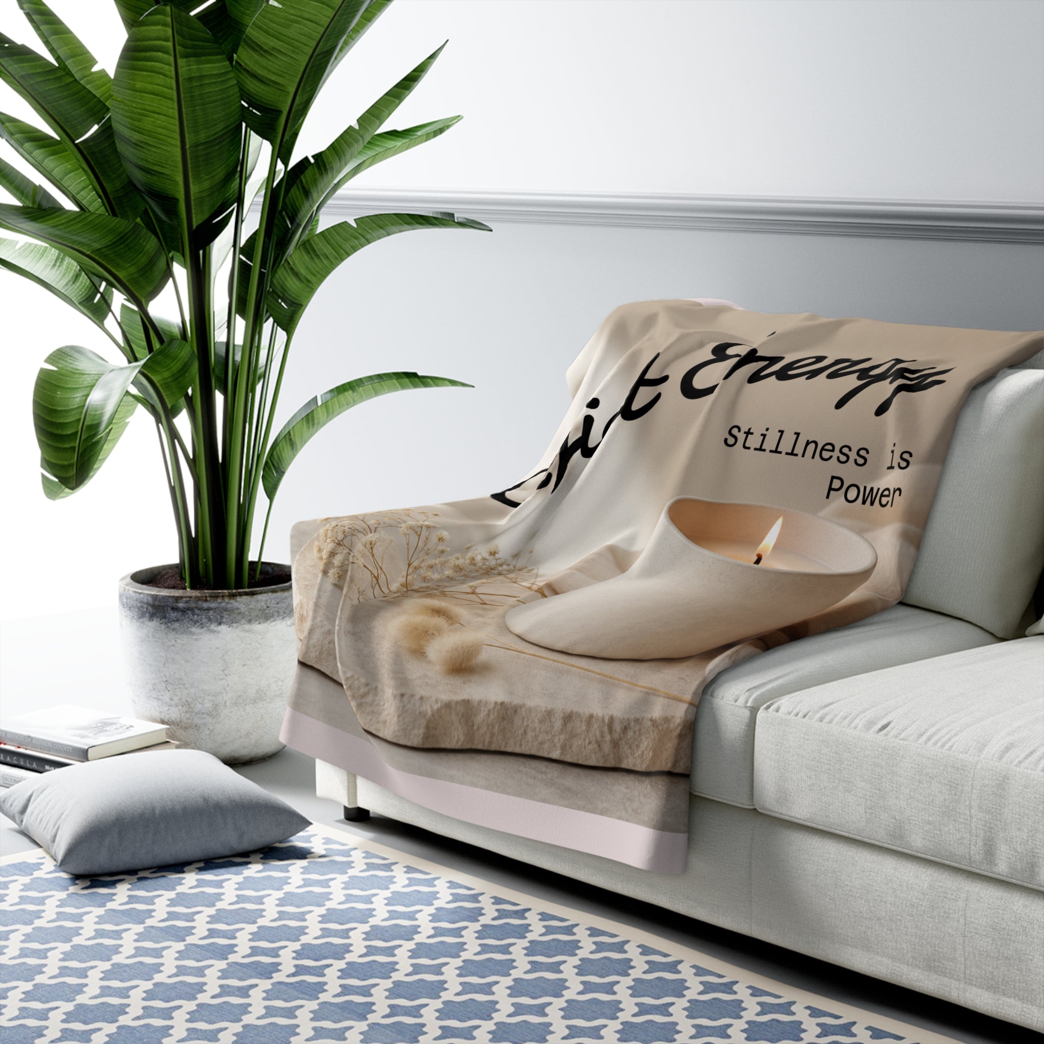 Quiet Energy Blanket — "Stillness Is Power" Fleece Throw