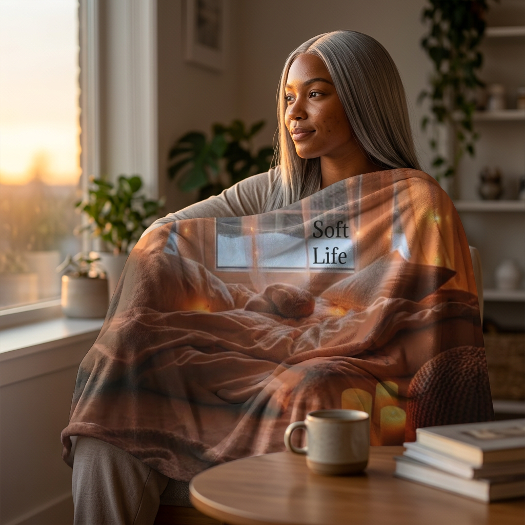 Cozy Candlelit 'Soft Life' Sherpa Blanket